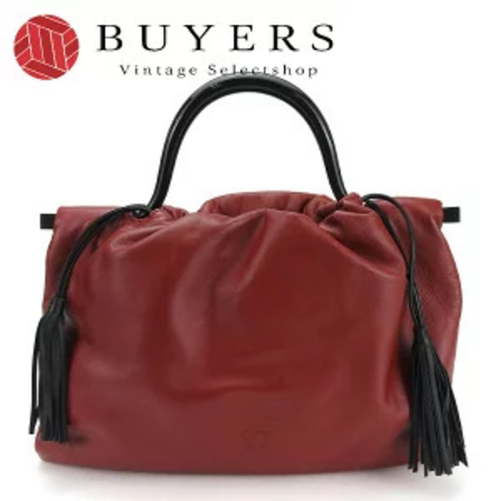 Loewe handbag nappa leather anagram drawstring closure fringe red black